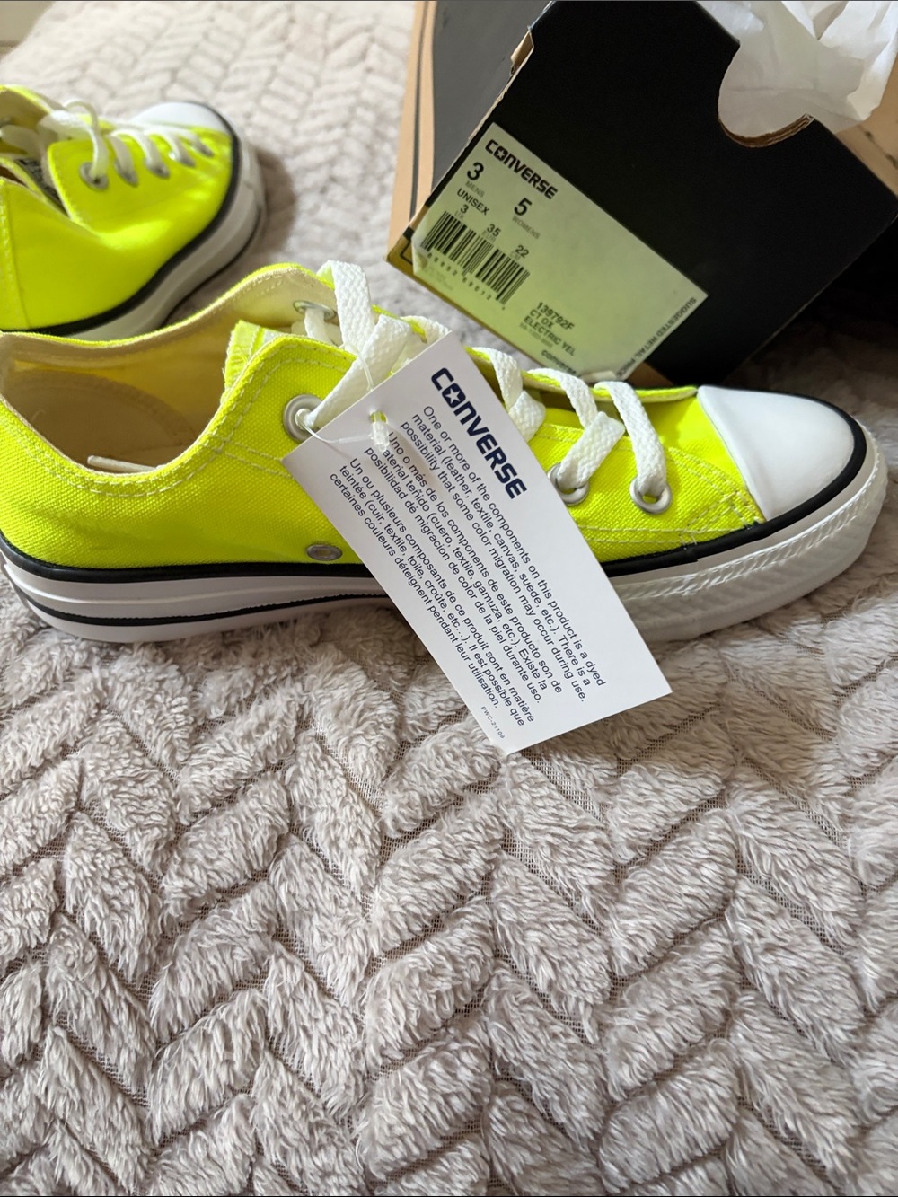 Converse Low Top Sneaker in Neon Yellow with White Accents - Picture 3 of 6